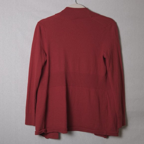 Talbots Red Merino Wool Open Front Cardigan - Picture 2 of 6